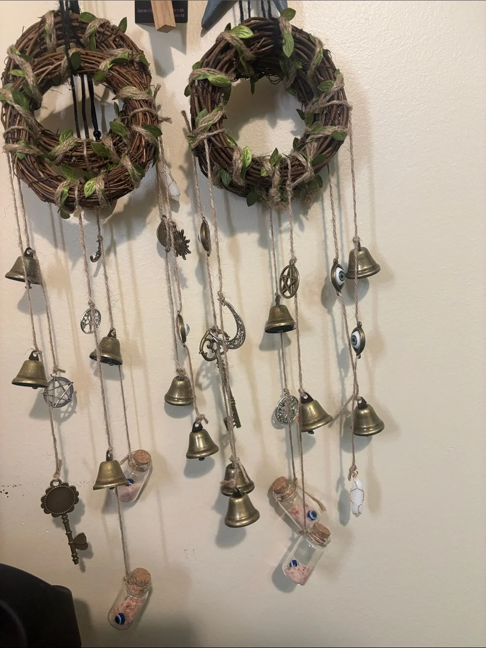 Rustic Green Vine Bell Hanging Wreath - Home Holiday Decor